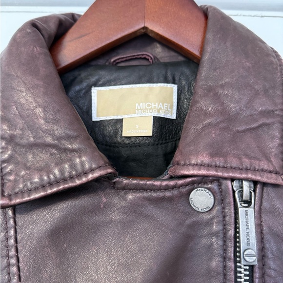 Michael Kors Leather Burgundy and Black Jacket Sz. Small - Picture 2 of 5